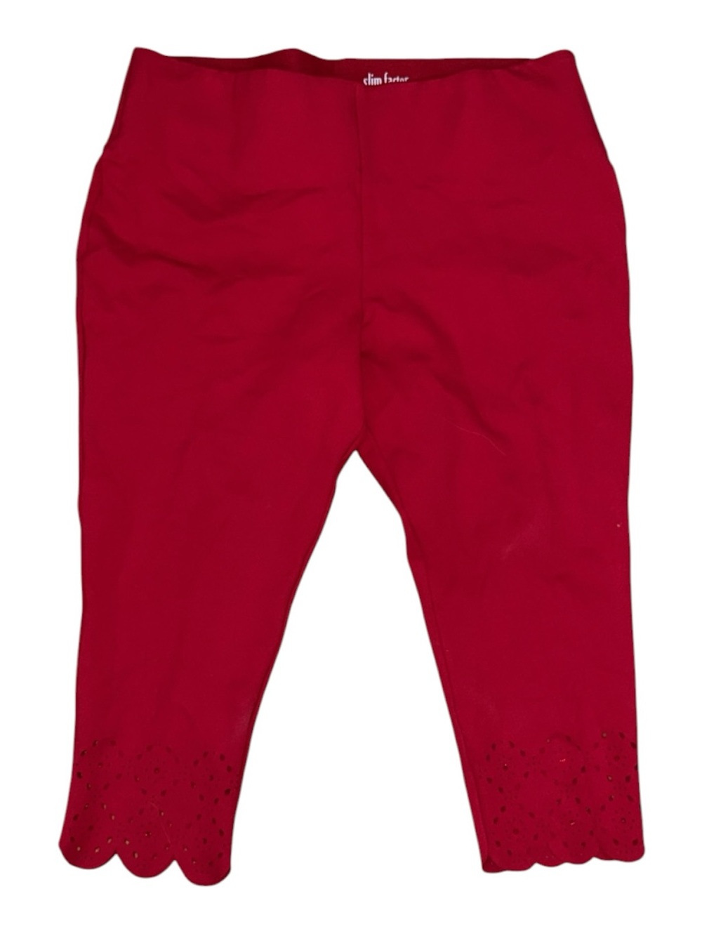Investments Women's Magenta Capri Leggings with Scalloped Laser-Cut Hem